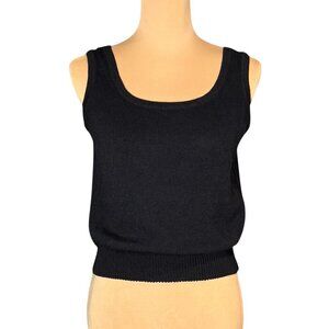 St John Basic Tank Top Sz.S Black Santana Knit Cropped Staple Capsule Wardrobe